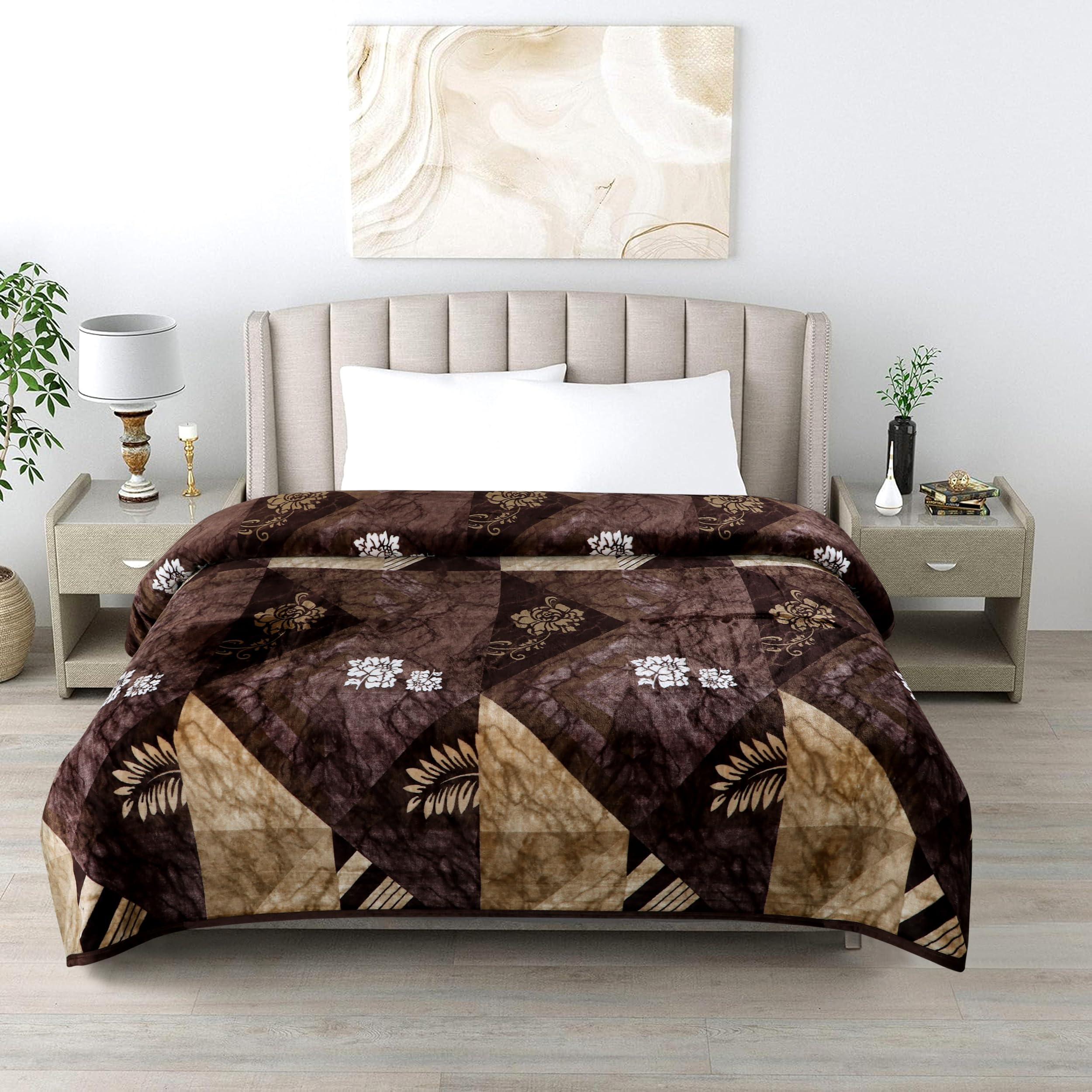 Gullivar Premium Ultra Soft Flannel Printed Single Blanket 220x160 cm| 200 GSM Warm & Cozy All Season AC Blanket| Lightweight Travel/Camping Throw for Sofa & Couch| Winter Duvet/Quilt- Brown Kafalo