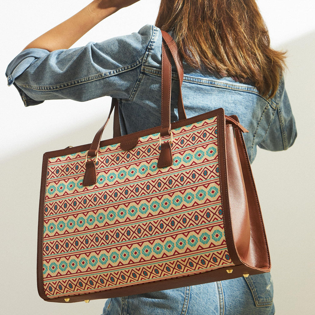 TEAL BY CHUMBAK Office Tote Bag for Women | Stylish Shoulder Bags for College | Professional Canvas Tote Bag | Laptop-Friendly College Bag