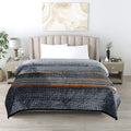 Gullivar Davos Premium Flannel Printed Double Bed AC Blanket 230x240 cm | 300 GSM Ultra Soft Breathable All-Season Blanket for AC, Summer & Mild Winter | Luxury Comfort Throw -Grey Stripe Kafalo