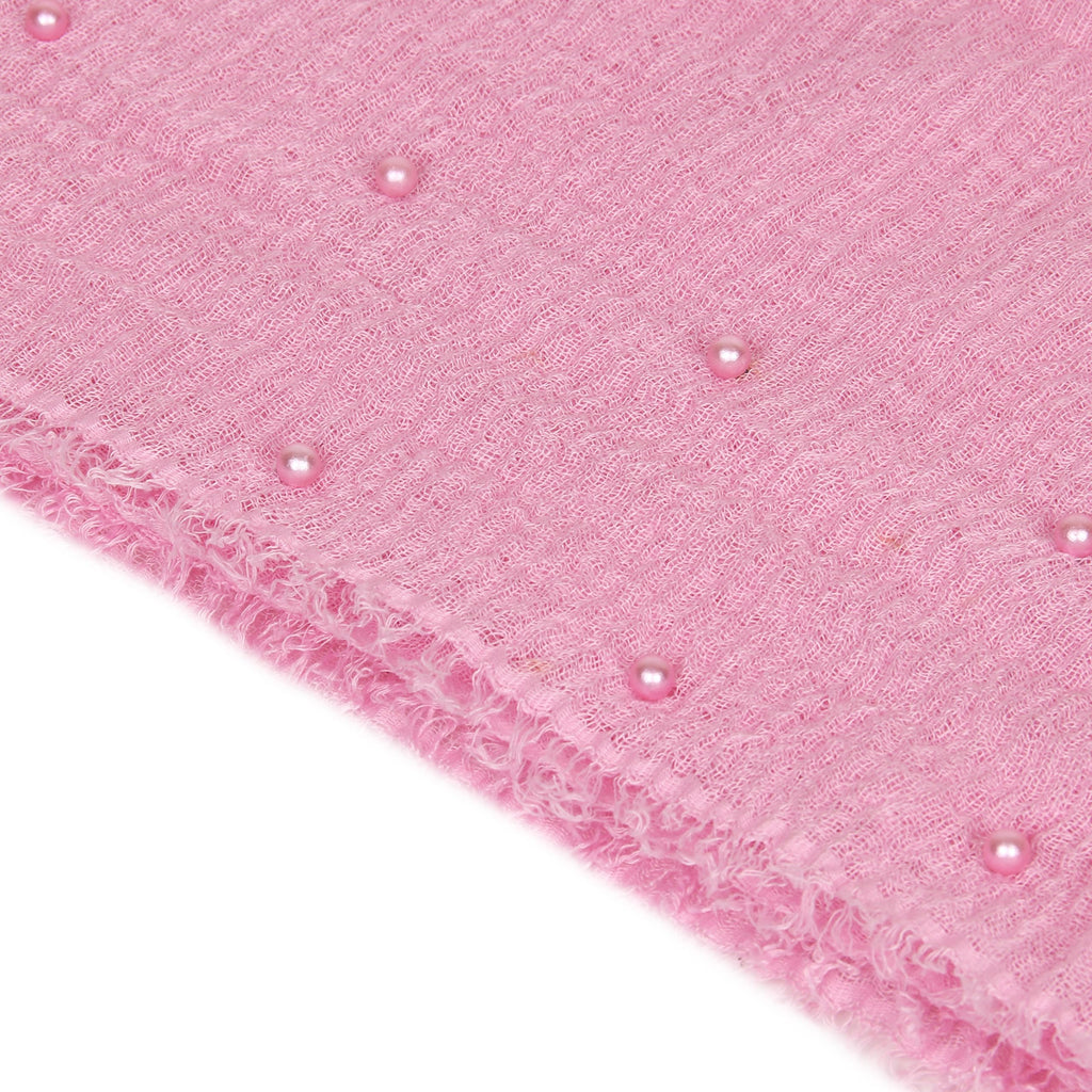 IBA ISBA COLLECTIONS Crinckle Cotton Hijab | Scarves with Pearls Studded | 108 * 90 cms | (Light Pink 1)