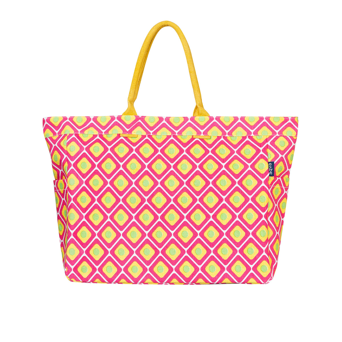 AQVA Stripe Printed Tote Bag for Women | Ladies Casual Handbag for Shopping, Travel with Top & inner Zip Pocket | Versatile Trendy Handbag for College Girls (Chaukon Fuchsia)