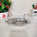 Kridaykraft Metal Duck-Shaped Dry Fruit Tray Bowl – Handcrafted Decorative Silver Finish Dish for Tabletop & Home Décor – Elegant Centerpiece for Festive, Living Room or Gift Use (19 x 9 x 10 cm)