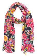 AQVA Printed Cotton Scarf for Women Stylish (Guldasta Charcoal) | Head and Face Cover Scarf for Girls with 100% Cotton | Soft & Lightweight Scarves/Stoles for all Weather (72 x 43 in)