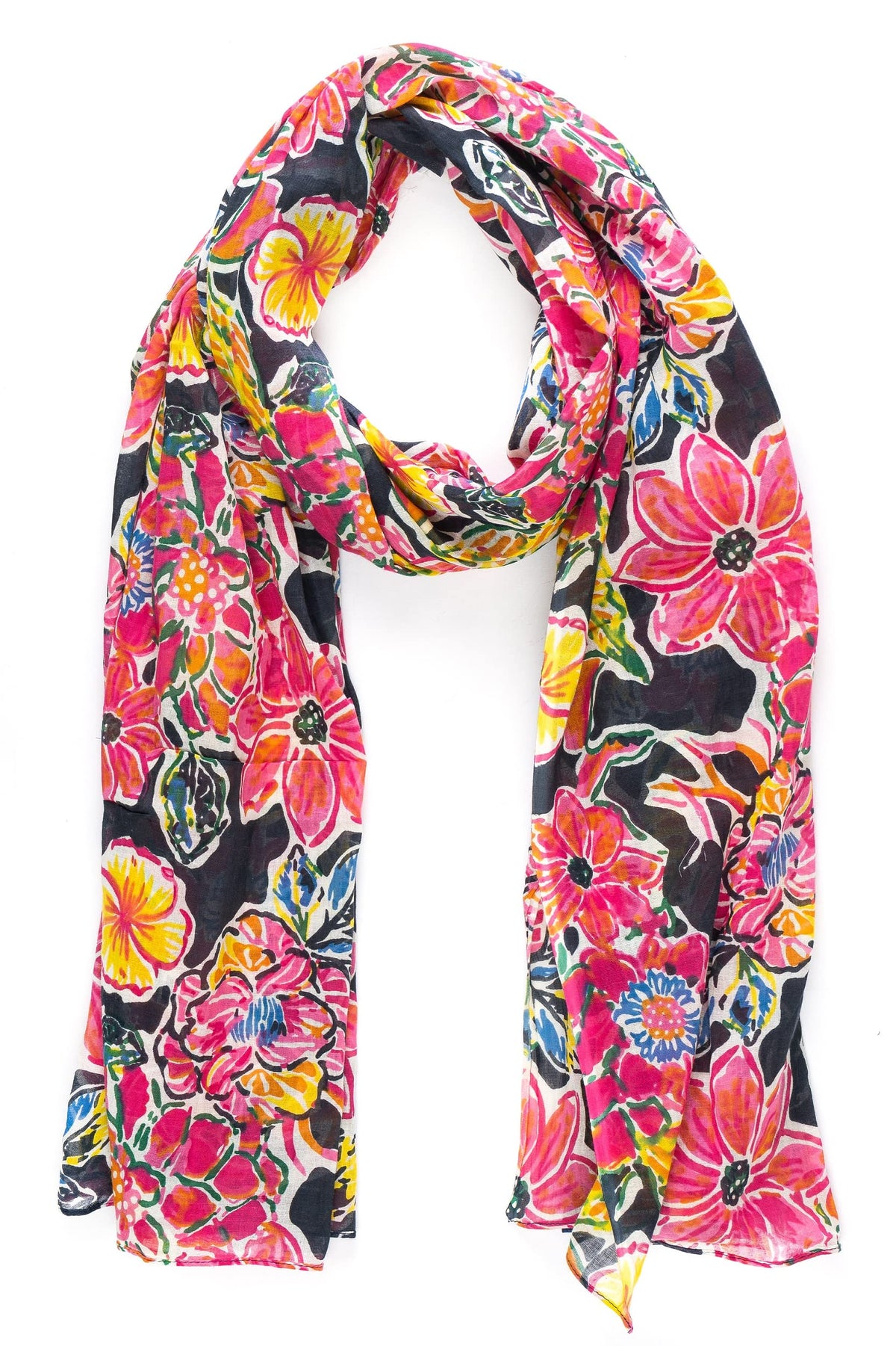 AQVA Printed Cotton Scarf for Women Stylish (Guldasta Charcoal) | Head and Face Cover Scarf for Girls with 100% Cotton | Soft & Lightweight Scarves/Stoles for all Weather (72 x 43 in)