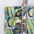 Ravaiyaa - Attitude is everything Women & Man Beautiful Printed Cotton Grocery Shopping Bag | Shoulder Bag | Cotton Tote Bag | Travel Tote Bags 18x5.5x16 Inch (Green Blue Leaf)
