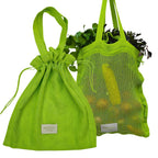 NECAVU 100% Cotton Set Of 2 Mesh Grocery Bag | Eco-Friendly Cotton Market Bags For Vegetable Shopping | Multi-Purpose Portable Cotton Market Bags with Reinforced Edges (Kiwi Green) (Kiwi Green)