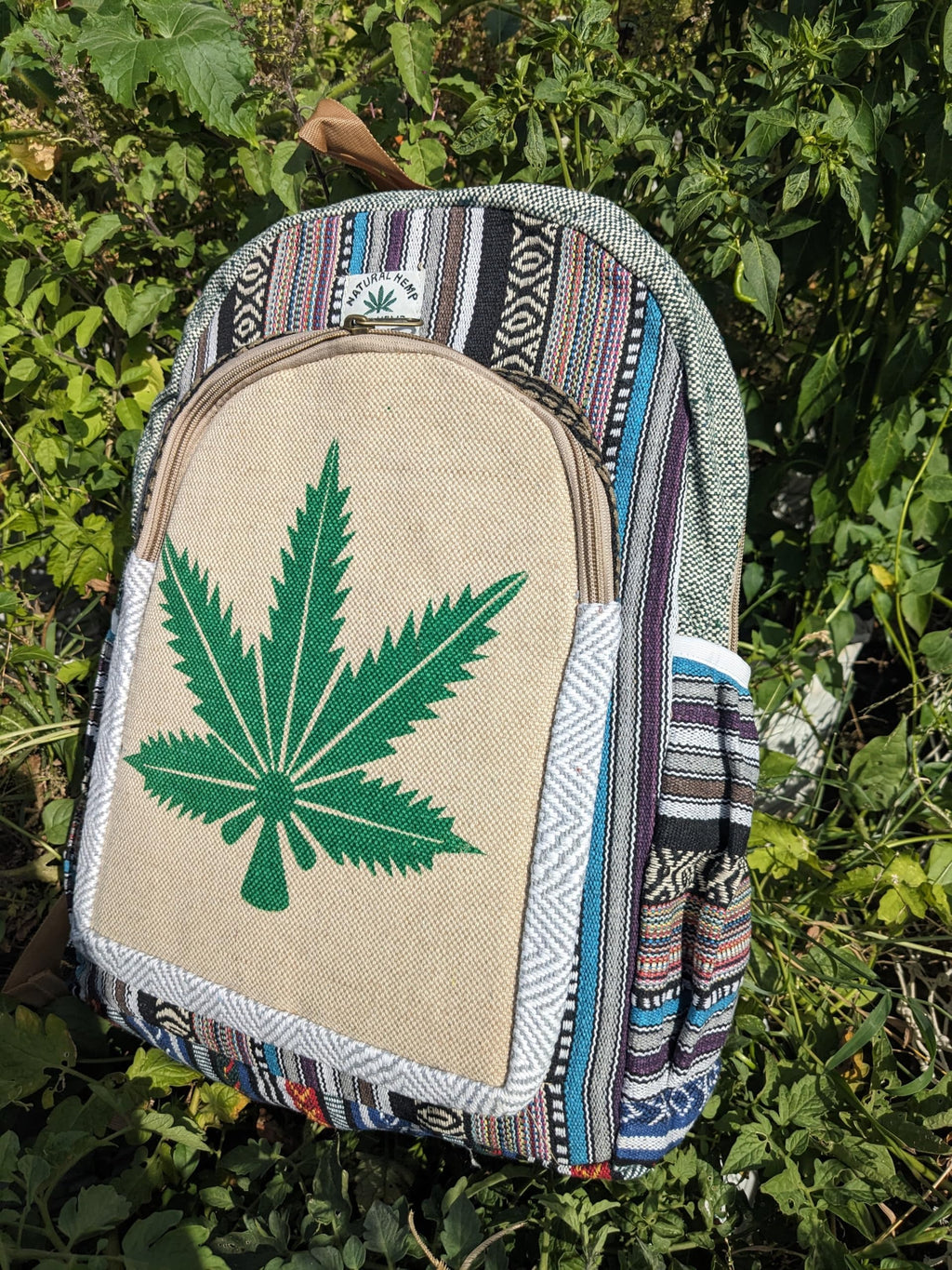 TRIBE The Boho Shop Hemp Cotton Blend Fabric Bag Sustainable Lightweight and Stylish Tote for All Purposes (Hemp Embroidery-02)