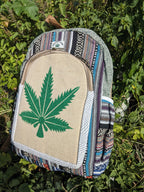 TRIBE The Boho Shop Hemp Cotton Blend Fabric Bag Sustainable Lightweight and Stylish Tote for All Purposes (Hemp Embroidery-02)