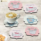 Artvibes Decorative Printed MDF Wooden Coasters for Home and Kitchen | Dining Table Decor | Wood Stylish Tea Coaster Set | Kitchen Decoration Items | Modern Artworks (Set of 6) | 4x4.2 Inch TC_3025
