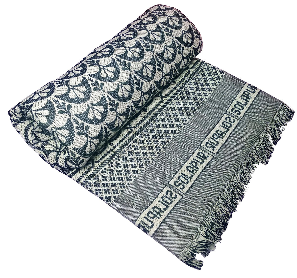 Cotonine Cotton, Single Size, Solapur Chaddar Blanket for Daily use, Bottle Green Color, Pack of 1 Kafalo