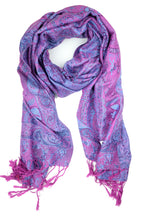 Plum Feathers Tapestry Ethnic Paisley Pattern Pashmina Scarf