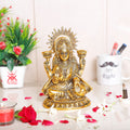 KridayKraft Laxmi ji Metal Statue for Pooja Room,Maa Laxmi Idol Murti Decorative Your Home,Office & Religious Idol Gift Article,Showpiece Figurines..., Gold
