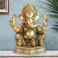 ARTVARKO Big Brass Ganesha Idol Mangalkari Sitting Ganesh Bhagwan Large Statue God Ganpati Murti for Home Pooja Entrance Décor Good Luck Vastu Decoration Showpiece 16 Inch