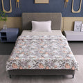 Divine Casa 100% Cotton Reversible Single Bed Dohar | Lightweight AC Blanket | Soft & Breathable Quilt | 210 x 140 CM, Floristry Slate & Coral Kafalo