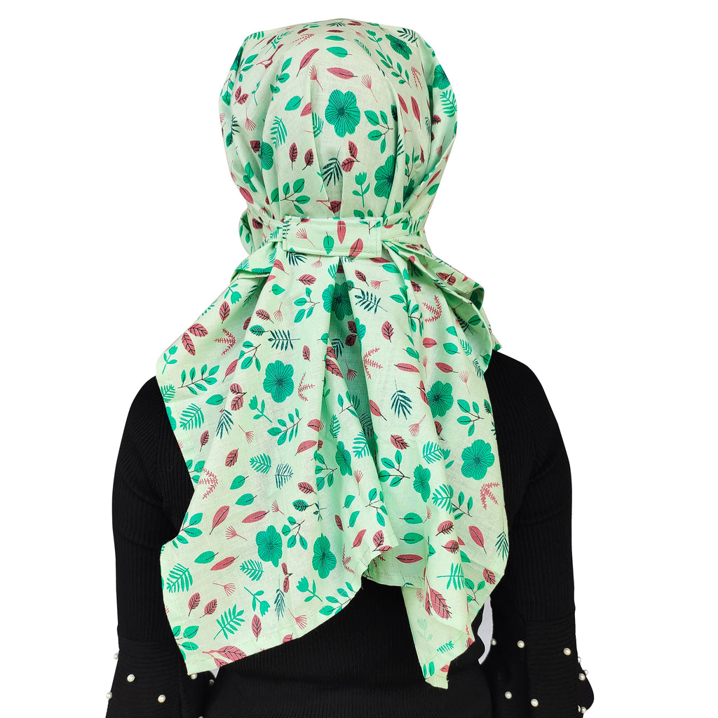 Switchon Export quality Cotton Innovative scarf with closer Hook and Loop Tape- Multi (Light Green)