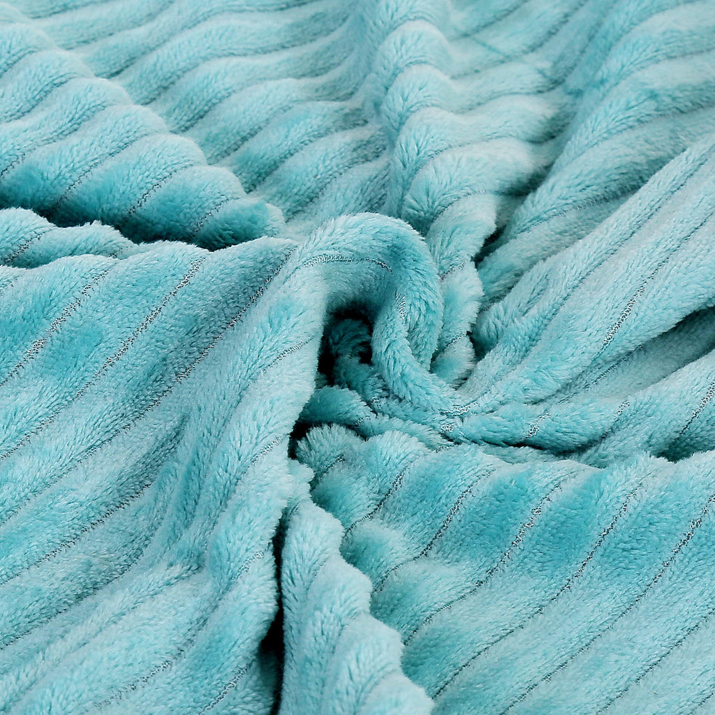 RD TREND® Cushion Cover Set of 2, Decorative Sofa Living Room Home Square Cushion Covers 16 Inch x 16 Inch, Aesthetic Corduroy Striped Double Sided (Aqua)