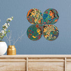 Artvibes Spiritual Decorative Wall Art MDF Wooden Wall Hanger for Living Room | Wall Sculpture | Signs & Plaques | Handcrafted Art | Wall Illustrations | Art For Wall | Gift Items (WH_8451N), Set of 4