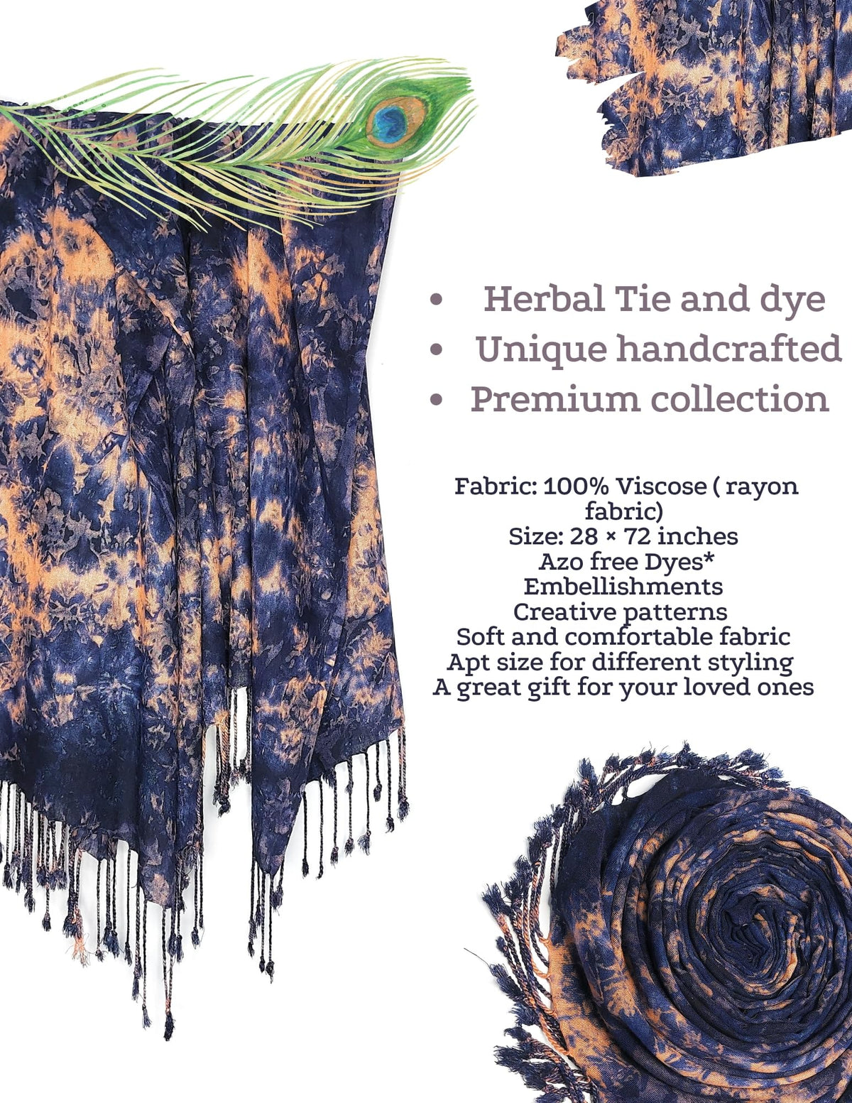 Chandwasia Scarf Stole & Shawl | For Travel Office Daily Use Outdoor Casual Styling | Viscose Rayon Fabric | Lightweight | Soft Texture | Dobby Weaving | Fringed Edges | Unisex Accessory