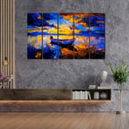 VIBECRAFTS Sunset At Beach 5 Pieces Canvas Wall Painting For Home | Office | Living Room | Gift (PTVC5Pcs4_8518)