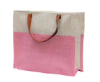 JUTEKA Stylish, Baby Pink,Durable, Multipurpose Hand Bag for Lunch, Shopping, Eco Friendly Jute Bag with Leather Handles……