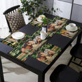 PRAKARTIK BY INDUARTS Horse Design Eco-Friendly Cotton Dining Rectangular Table Mat with Runner - Reusable, Machine Washable, Everyday Use Green & Brown (Set of 4+135 cm Runner) Kafalo