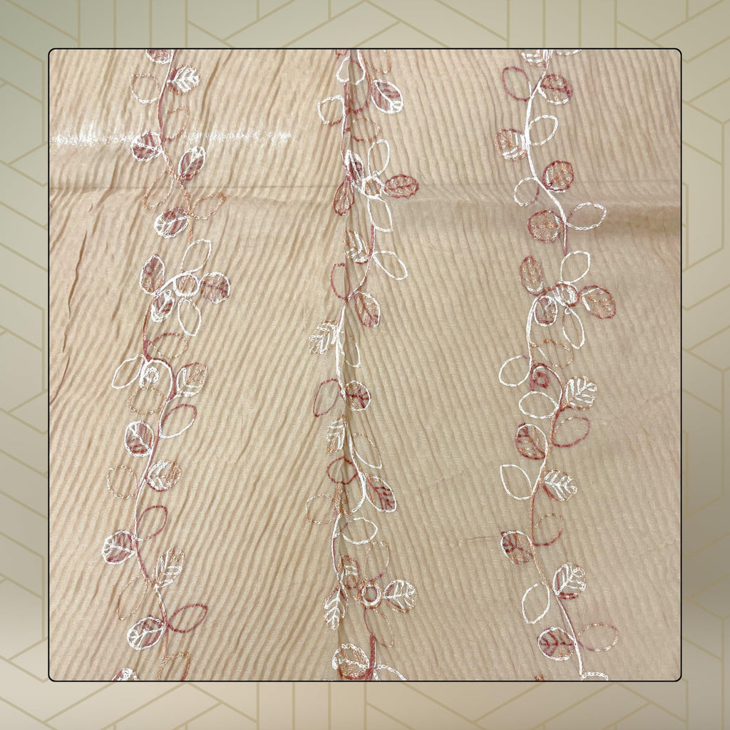 FAHABO Scarf for Women Stylish Pleated Viscose Cotton with Embroidery and Tassels | Hijab Scarf | Stole | Soft, Lightweight, and Latest Scarves | 72 x 33 Inches (Sand Beige)