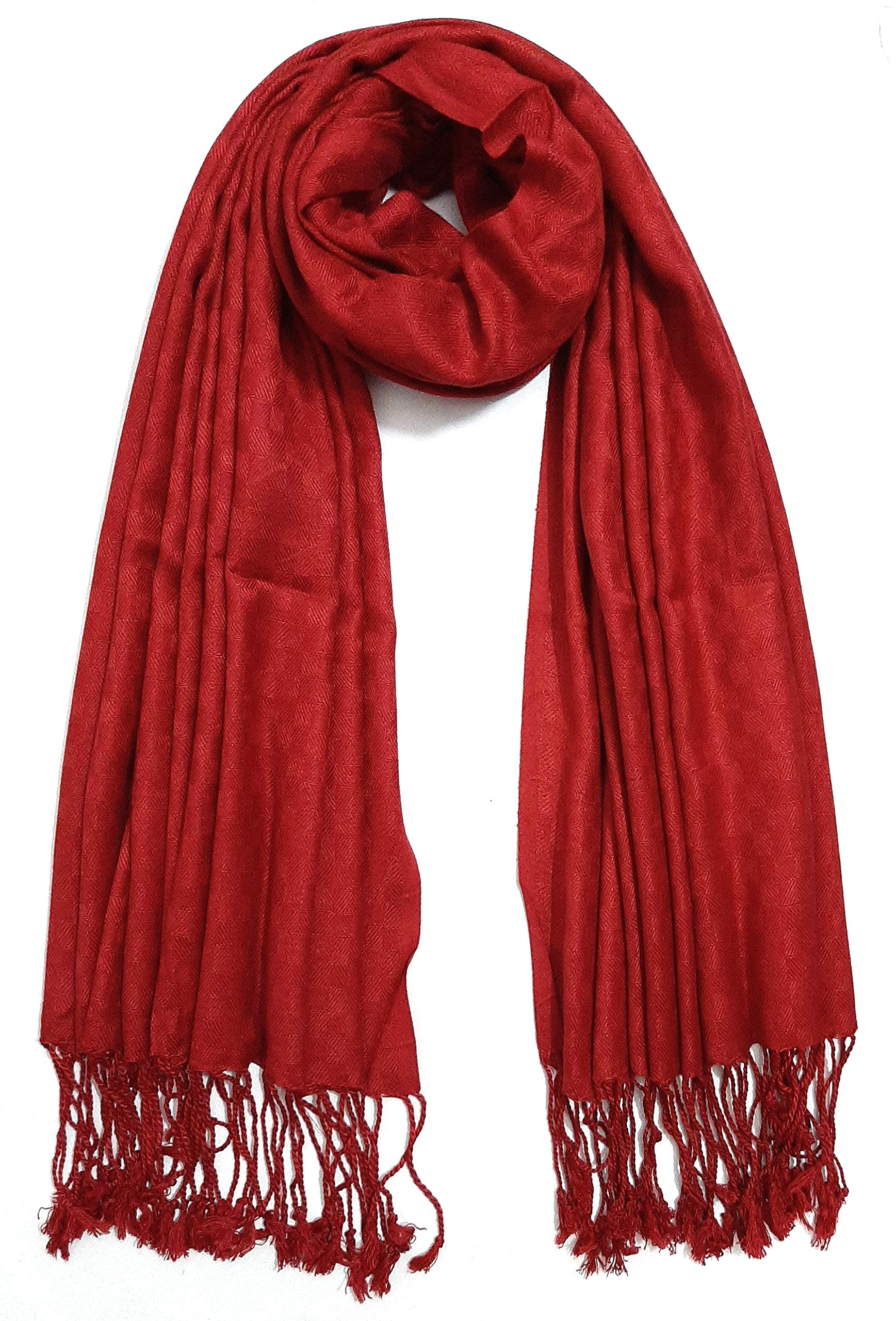 Chandwasia Viscose Scarf Stole & Shawl | Travel Office Casual Styling For Girls Women Men Summer Winter Use | Maroon | Viscose Fabric | 28x72 Inches | Self Design Sent Randomly