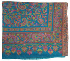 Mehrunnisa Jamawar Kani 100% Pure Wool Shawl Wrap From Kashmir (Turquoise)