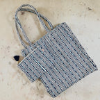 The Spring Story Cotton Handblock Printed Grocery Shopping Bags & Coin Pouch for Carry Milk Fruits Vegetable with Reinforced Handles Jhola Bag Kitchen Essential Reusable Shopping Grocery Bags, Blue