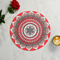 LaVichitra Cotton Table Placemat | Dining Table Mat | Bed Side Table Mat | Cotton Round Shape Placemats | Washable PlaceMat for Shelves & Plant Pots - Pack of 1, Folk Art Kafalo