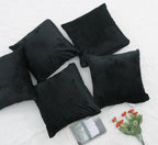 RD TREND® Cushion Cover Set of 5, Decorative Sofa Living Room Home Square Cushion Covers 24 Inch x 24 Inch, Aesthetic Corduroy Striped Double Sided (Black,Pack of 5)