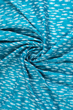AQVA Printed Cotton Scarf for Women Stylish (Fishy Aqua) | Head and Face Cover Scarf for Girls with 100% Cotton | Soft & Lightweight Scarves/Stoles for all Weather (72 x 43 in)