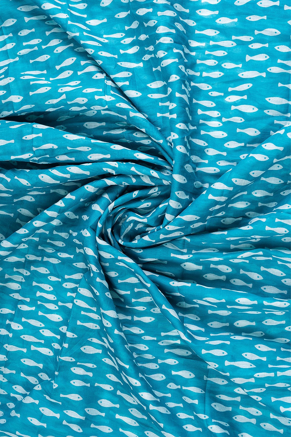 AQVA Printed Cotton Scarf for Women Stylish (Fishy Aqua) | Head and Face Cover Scarf for Girls with 100% Cotton | Soft & Lightweight Scarves/Stoles for all Weather (72 x 43 in)