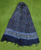 JAHAN TEXTILE Floral Printed Scarf for Women | Soft Lightweight Dupatta/Stole with Tassels | Elegant Ethnic & Casual Wear Wrap | Stylish Designer Shawl for All Seasons (Navyblue)