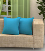 Yellow Weaves Cotton 250 TC Canvas Decorative Cushion Covers, (16 X 16 Inches), Set Of 2, Sky Blue
