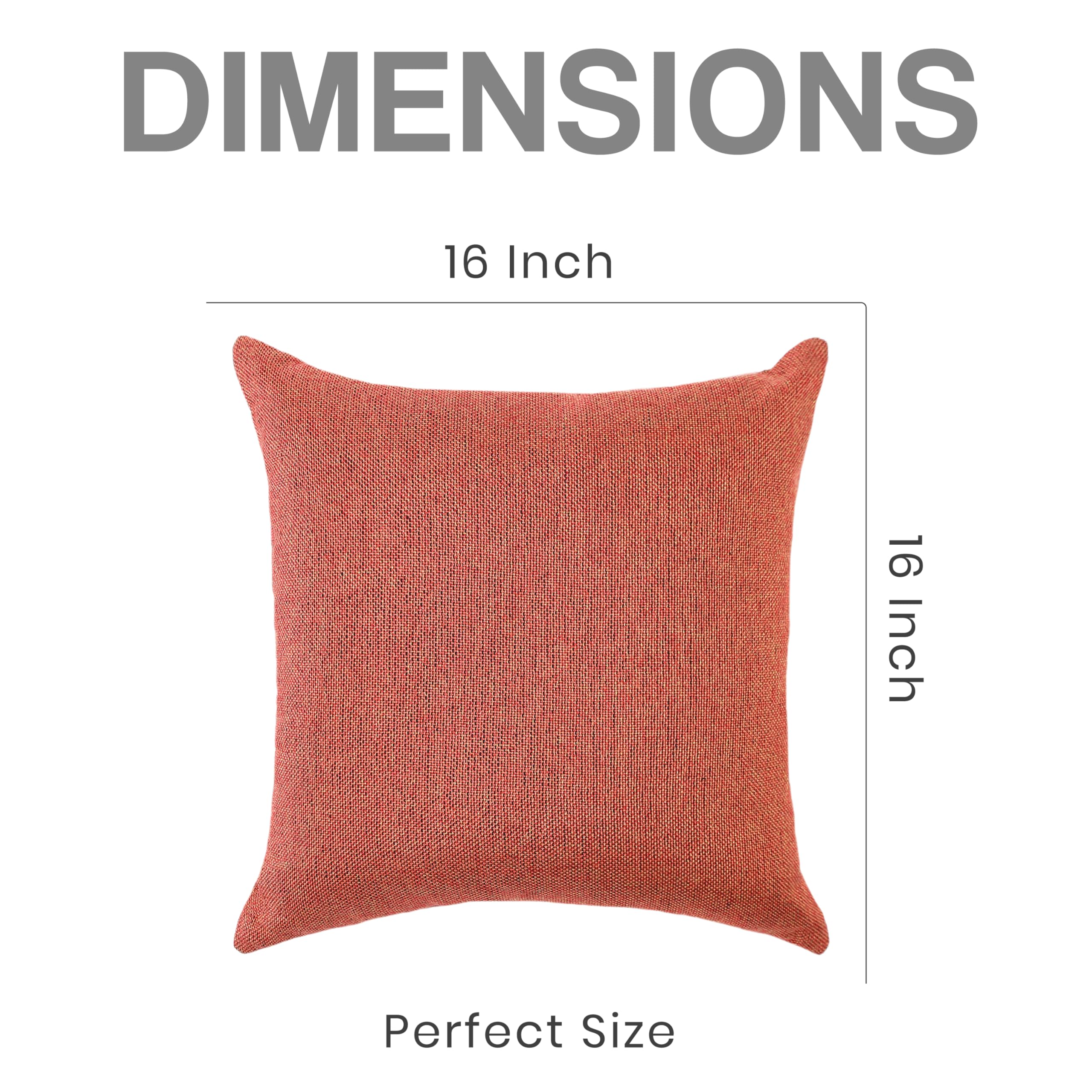 Yellow Weaves Jute Texture Cushion Covers, 16 X 16 Inches, Orange, Set of 5