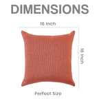 Yellow Weaves Jute Texture Cushion Covers, 16 X 16 Inches, Orange, Set of 3