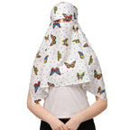 7 season's Women's Cotton Short Scarf Cum Mask Scarves for Female Usable For Vehicle Driver Multi Colour Printed Design (White- S Butterfly)