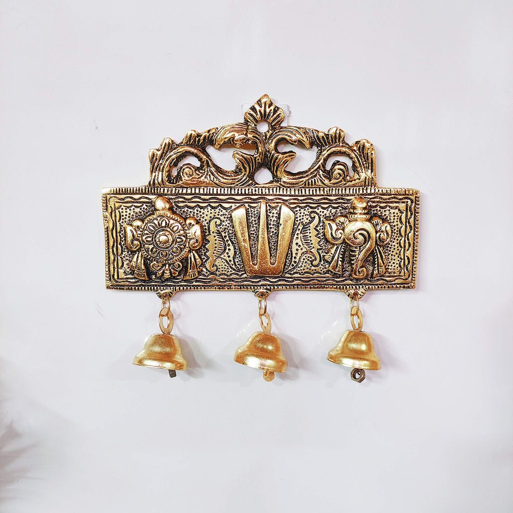 KridayKraft Tirupati Door Hanging Shankh Chakra Namah Latkan Gold Plating Antique Decorative for Home,Office & Room,Showpiece Figurines,Religious Idol..., 15 cm , 3 cm