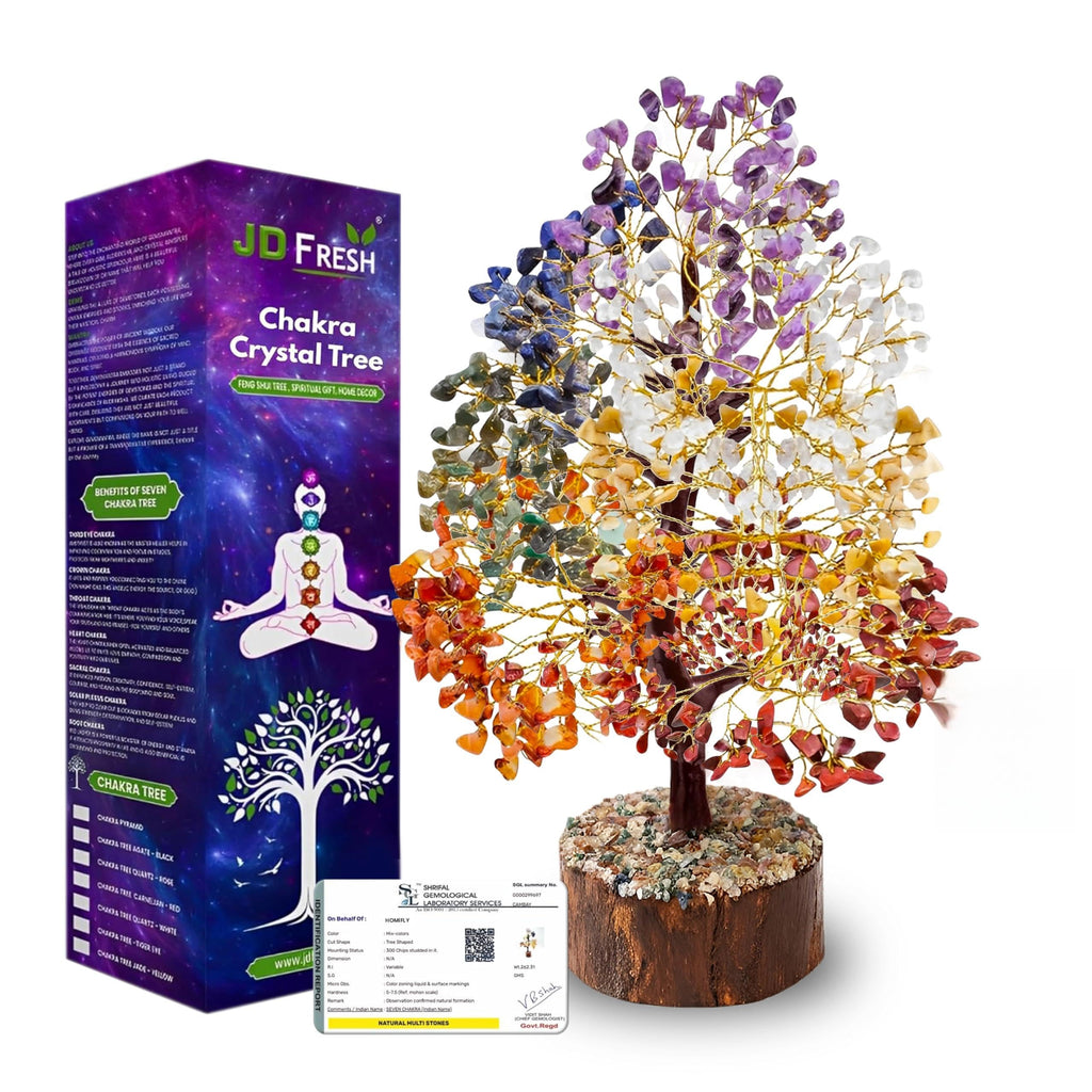 JD FRESH 1000 Beads Crystal Tree/7 Chakra Crystal Tree/Showpiece Good Luck and Positive Energy/Showpiece for Living Room/Natural Healing Gemstones Money Tree/Lucky Tree for Good Luck (Multicolor)