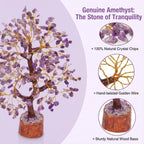 Gurram Natural Amethyst Crystal Tree of Life - 10-12 Handcrafted Gemstone Money Tree with Wooden Base - Spiritual Reiki Healing Decor, Positive Energy Gift for Housewarming, Birthdays & Office - Decorative Feng Shui Ornament (Amethyst Crystal Tree)