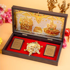 anciently Lakshmi Kuber Pocket Temple with Feng Shui Tortoise for Good Luck for Diwali Gift, House Warming Gifts, Return Gift Puja Box (Rectangle Shaped, Gold Plated, 1 Piece)