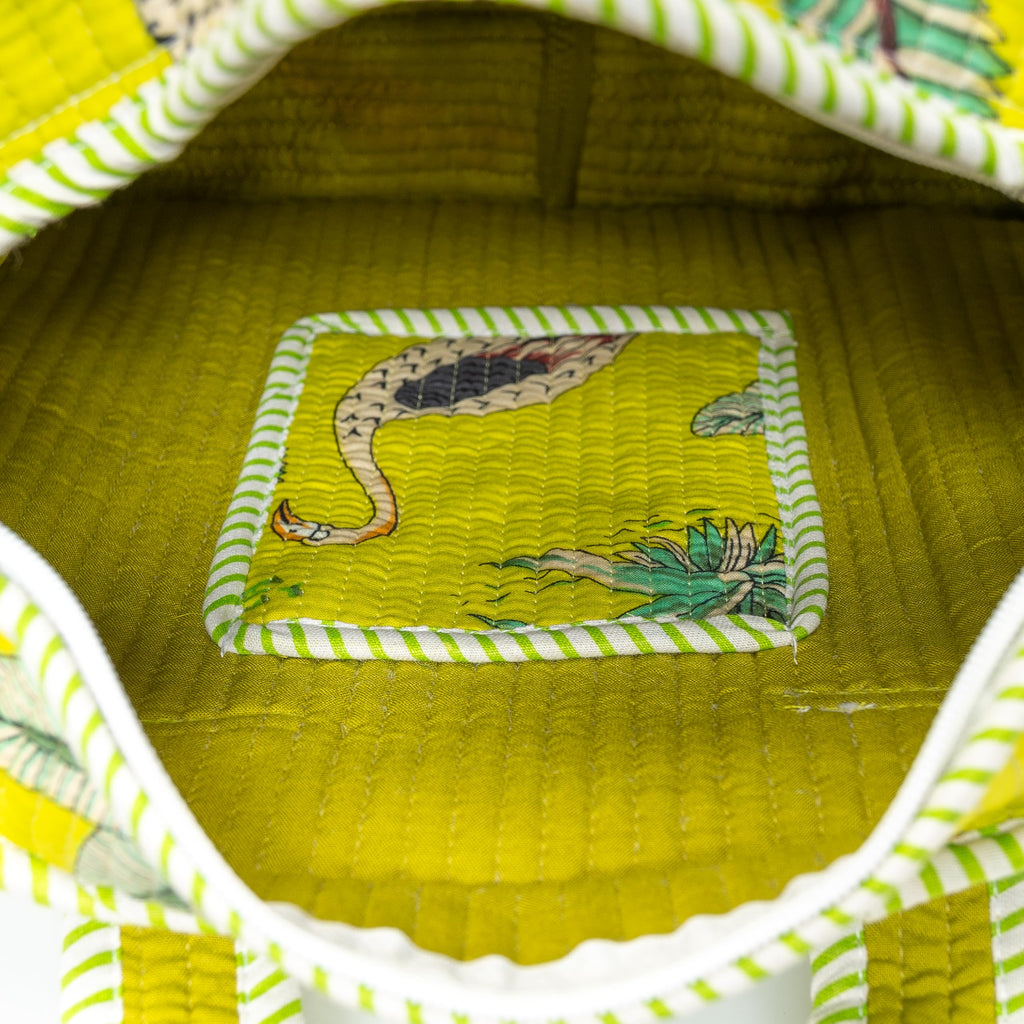 Cotton Quilted Tote Bag for Women | Lightweight Reusable Shoulder Handbag | Durable Eco-Friendly Shopping Bag | Large Capacity Travel, Office & Daily Use Carry Bag | Stylish Utility Tote (Yellow)