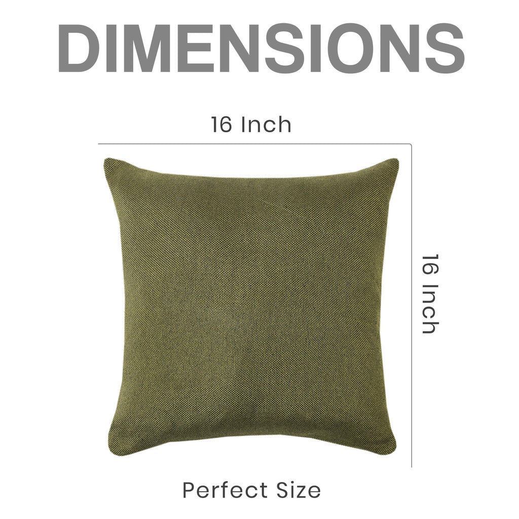 Yellow Weaves Jute Texture Cushion Covers, 16 X 16 Inches, Olive Green, 1 Piece
