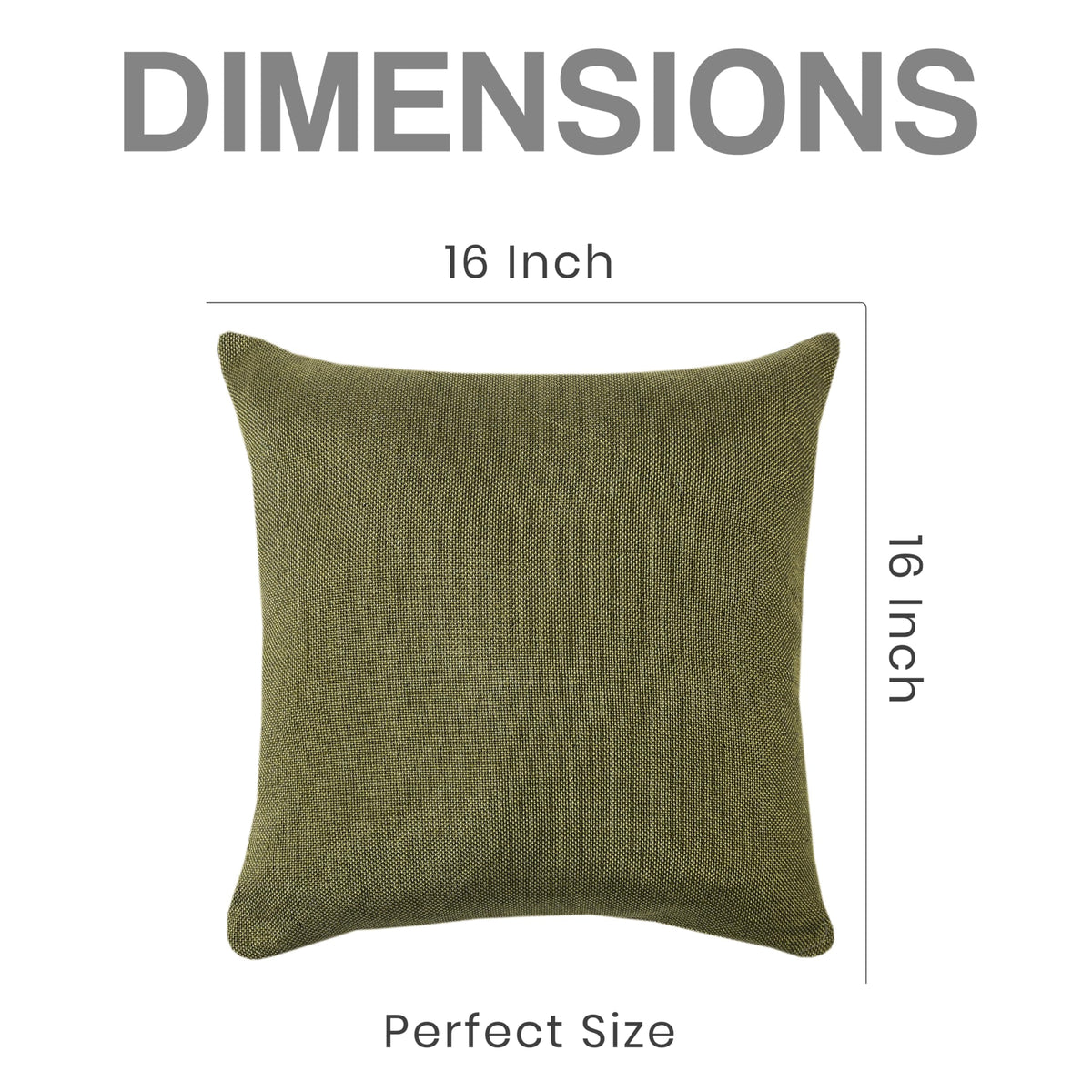 Yellow Weaves Jute Texture Cushion Covers, 16 X 16 Inches, Olive Green, 1 Piece