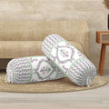 BLOCKS OF INDIA Cotton Hand Block Printed Bolster Cover | Booster Cover with Drawstring | Round Long Pillow Cover for Bed | Dewan Pillow Cover Set 16 X 32 | Set of 2 (Green BEL)