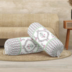 BLOCKS OF INDIA Cotton Hand Block Printed Bolster Cover | Booster Cover with Drawstring | Round Long Pillow Cover for Bed | Dewan Pillow Cover Set 16 X 32 | Set of 2 (Green BEL)
