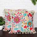 ishro home Premium Cushion Cover 16 inch x 16 inch | Set of 2 – Soft European Standard Fabric, Frill Design, Machine Washable | (2, Sun Garden, 16x16 Inch)