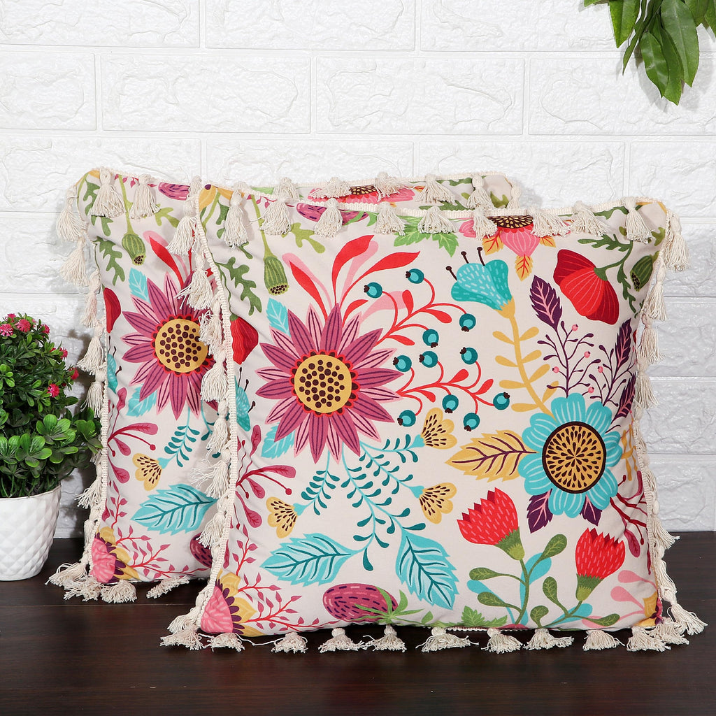 ishro home Premium Cushion Cover 16 inch x 16 inch | Set of 1 – Soft European Standard Fabric, Frill Design, Machine Washable | (1, Sun Garden, 16x16 Inch)