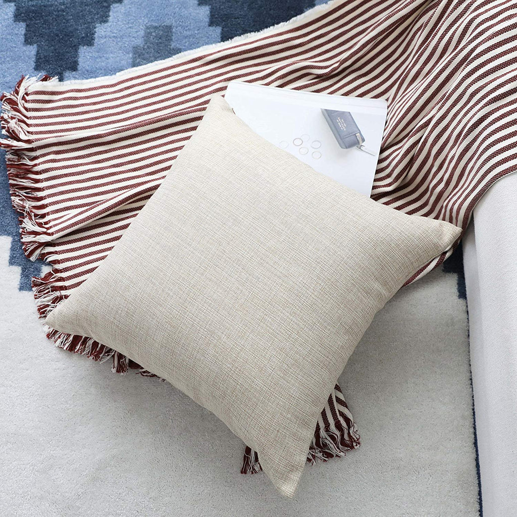 Khooti Jute Cushion Cover | 22x22 Inch, Light Linen